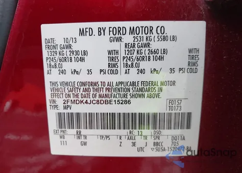 2013 Ford Edge Sel z USA, uszkodzony, nr VIN 2FMDK4JC8DBE15286